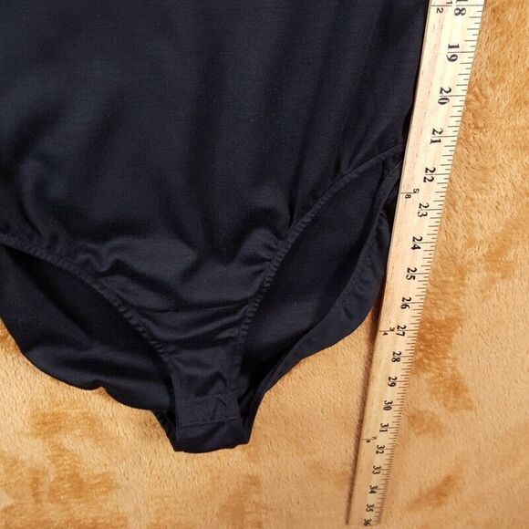 TIBI Womens Top Large Black Off Shoulder Bodysuit 100% Wool Stretch Knit - Picture 8 of 9